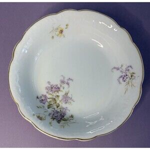 Austria Merkelgrun Porcelain Scalloped Rim Gold Trim - Set Of 5 Berry Bowls 5.5”